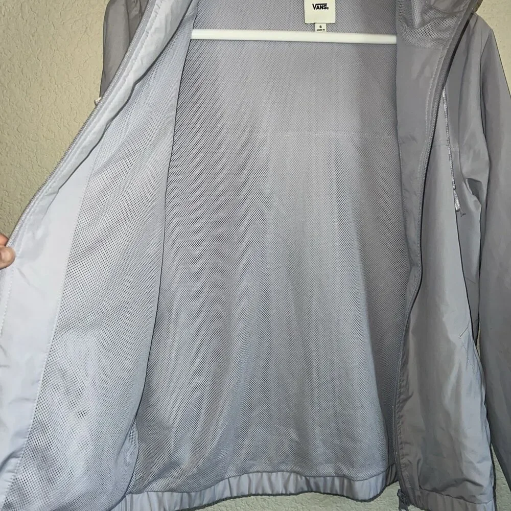 Vans Windbreaker Jacket Women Hooded Mesh Lined Full Zip Purple Logo S Skater